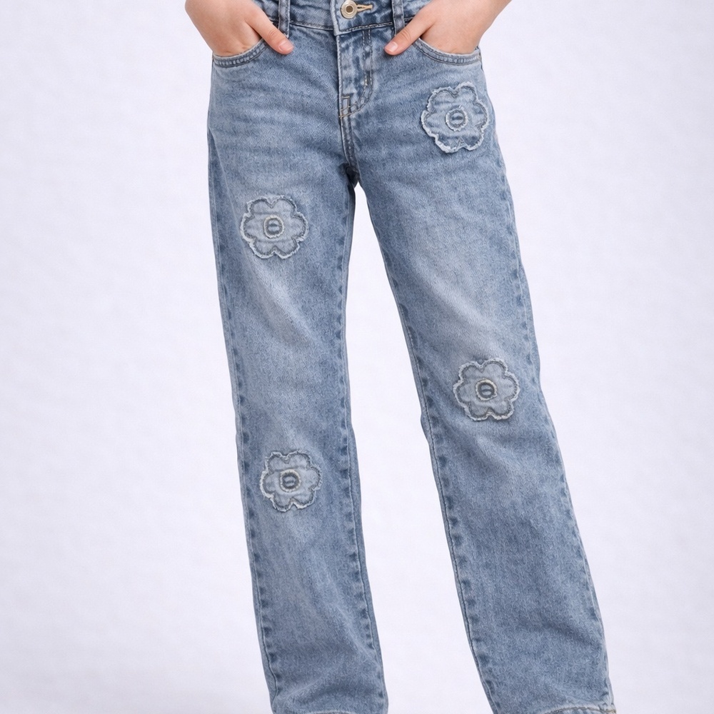 Flying Angel | Girls | Floral Appliqué Jeans | Size 10